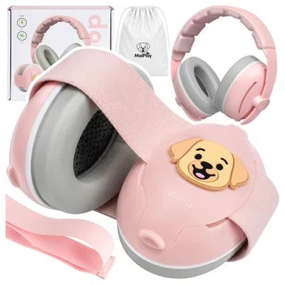 Produktbild von Malplay Gehörschutz für Kinder Ohrenschützer 25 dB Stirnband ab 0 Jahren Kopfbügel Lärmschutz-Kopfhörer Aufbewahrungstasche Rosa