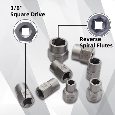 Produktbild von 15tlg Schraubenausdreher Nuss Stecknuss Ausdreher Linkausdreher 8-19mm Cr-Mo
