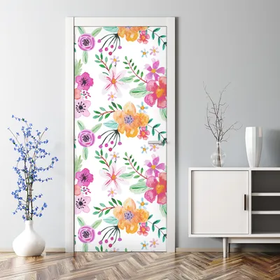 Produktbild von Dekorative Türposter Klebefolie selbstklebend Wandaufkleber  Bunte Blumen 77 x 200 cm