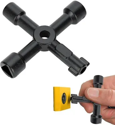 Produktbild von Vierkantschlüssel 4-Wege Multifunktional Zinklegering 8 mm Für Elektrikerschränke Praktisches Format