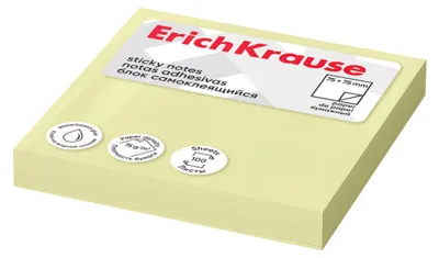 Produktbild von Haftnotizen 75x75mm Pastell wiederablösbar 100 Blatt Gelb