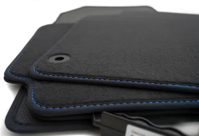 Produktbild von Fußmatten Peugeot 407 / SW Velours Matten Autoteppich in Original Qualität, 4-teilig, Ziernaht Blau