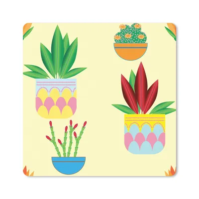 Produktbild von MuchoWow® Mauspad Mousepad Pflanzen - Blumentopf - Muster - Regenbogen 20x20 cm - Mousepads - Maus Mat - Pad - Mausunterlage - Desk Mat - Bureauartikeln
