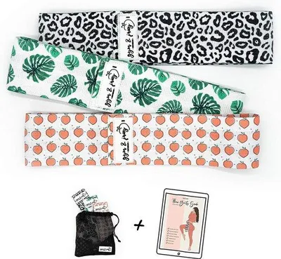 Image de Unyqoos® Bandes de résistance et de renforcement des fesses (lot de 3) – Bandes de résistance en tissu pour les fesses et les jambes, antidérapantes, 3 niveaux de résistance (léger/moyen/fort)