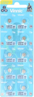 Obrázok produktu pre Alkalické gombíkové batérie AG0 L521F LR63, 10 kusov, vhodné pre hodinky