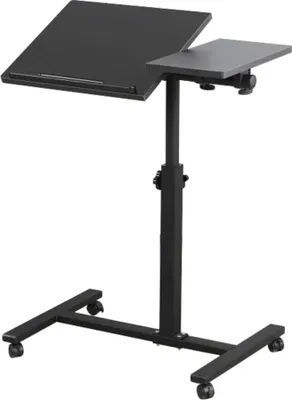 Produktbild von Laptoptisch Notebooktisch Zeichentisch mit Rädern Höhenverstellbar 60x34.5x(58-90)cm Schwarz