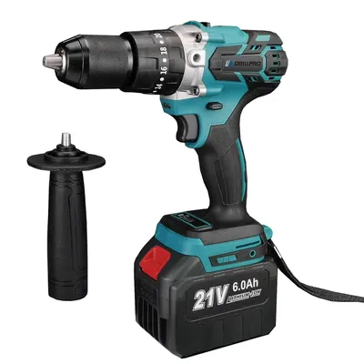Produktbild von 3 in 1 Bürstenloser 21V Akkuschrauber mit 1/2" Schnellspannbohrfutter, LED-Licht 0-1800 U/min mit 2 Akkus