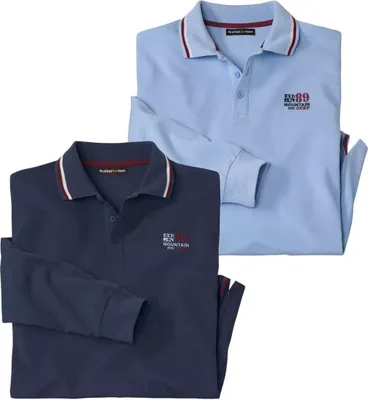 Immagine prodotto di Atlas For Men - Polo da uomo (confezione da 2) a manica lunga AF114 (4XL) (blu/marino)
