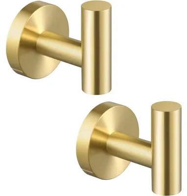 Produktbild von Kleiderhaken Edelstahl SUS304 Gebürstetes Gold 2 Stück Wandhaken Bad Handtuchhaken