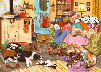 Produktbild von House of Puzzles Puzzle Hund müde 1000 Teile Puzzle Spiel