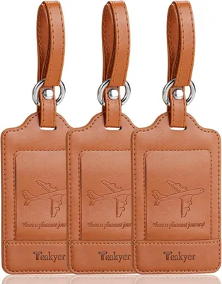 Produktbild von 3er-Pack Kofferanhänger mit Adressschild, Kunstleder, Braun