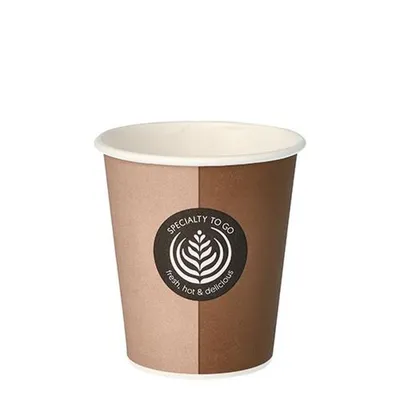 Produktbild von Trinkbecher, Pappe "To Go" 0,2 l Ø 8 cm · 9,1 cm "Barista Time"