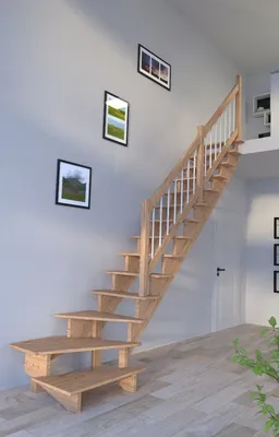 Produktbild von Holztreppe Lindos (Eiche) in 1/4 gewendelter Ausführung rechts-80 cm-Holz-Edelstahl Geländer weiß-ohne Setzstufen