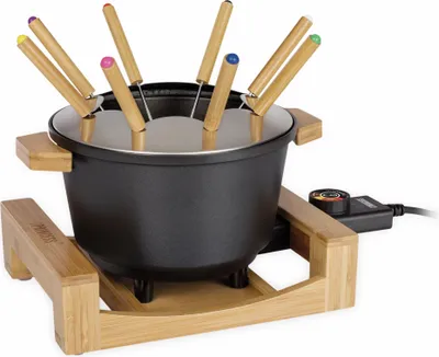 Produktbild von Princess 01.173025.01.001 Fondue Pure, 8 Person(en), 1,5 l, Bambus, Schwarz, Rund, Drehregler, 2 m