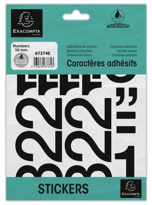 Produktbild von EXACOMPTA Selbstklebezahlen 0-9 50 mm schwarz