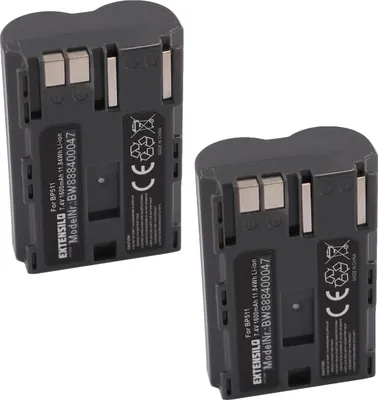 Produktbild von EXTENSILO 2x Akku kompatibel mit Canon EOS D30, D60, D20, 5D, 10D, 300D, 50D, 1D, 40D, D10, 20D, 30D Kamera (1600 mAh, 7,4 V, Li-Ion)