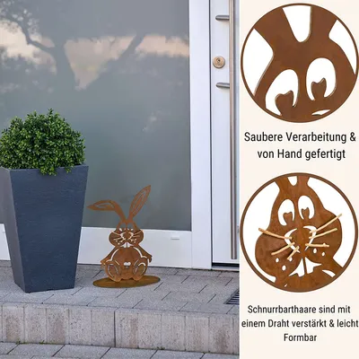 Image de Lapin "Schnurri" | Décoration de Pâques en métal | Décoration de jardin en rouille noble