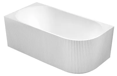 Produktbild von TIBERA Strip L Eckbadewanne, 170x80cm, Wellenpaneel, Weiß