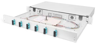 Productafbeelding van Digitus DN-96320/3 DIGITUS LWL Spleißbox 1HE bestückt  6x SC DX OM3 grau