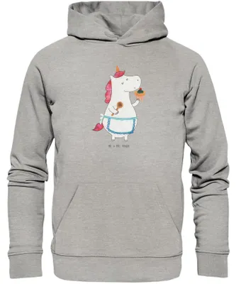 Produktbild von Mr. & Mrs. Panda Bedruckter Hoodie Einhorn Küche Größe XS - Heather Grey - Geschenk, Einhörner, Hoody, Muffin, Pullover, Unicorn, Sweatshirt, Kapuzenpulli, Torte, Kuchen