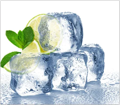 Produktbild von Spritzschutz Herdabdeckplatte Schneidebrett aus Glas Minze auf Eiswürfeln 1-Teilig (60x52cm)