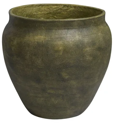 Zdjęcie produktu dla BELIANI Doniczka okrągła ciemnozielona glinka włóknista 54 x 54 x 49 cm dom taras balkon