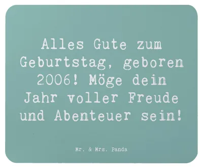 Produktbild von Mr. & Mrs. Panda Mauspad Spruch 2006 Geburtstag - Meeresbrise - Geschenk, Geburtstagsfeier, pc mausunterlage, Geburtstagswunsch, Mouse Pad, laptop mousepad, Alter