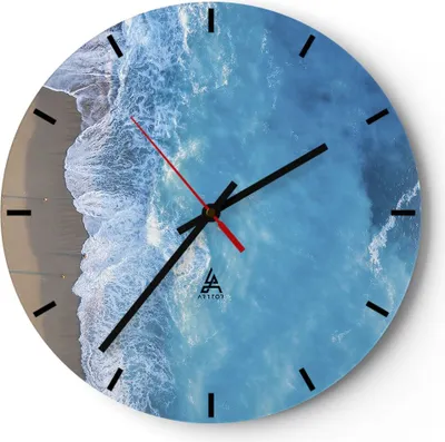 Produktbild von Wanduhr - Rund - Glasuhr - Strand Rand Meer - 40x40cm - Schleichendes Uhrwerk - Lautlos - zum Aufhängen bereit - Dekoration Modern - Wanddekoration aus Glas - C3AR40x40-5118
