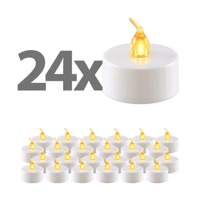 Produktbild von MasterLED LED-Teelichter 24er Set 4 cm 2000 K Flammeneffekt weiß inkl. Batterien