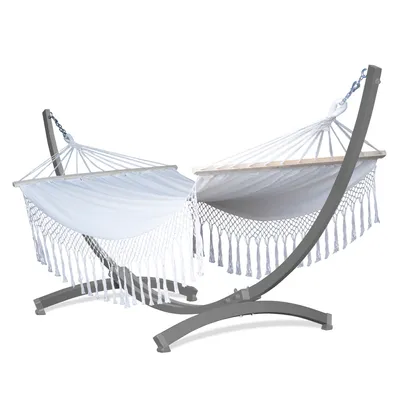 Produktbild von Potenza Outdoor Hängematte mit Tytan Gestell für 2 Personen I Stabhängematte XXL 220x160, 200kg I  Grau Hängemattengestell 350 kg Wetterfest