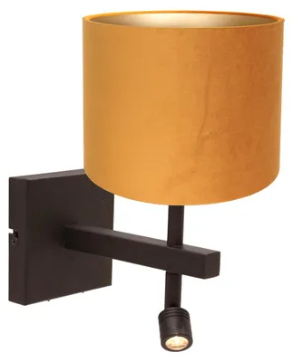 Image de Applique murale - or noir - Stang - métal textile - lampe de lit - LED_E27 - 4870CA - Steinhauer