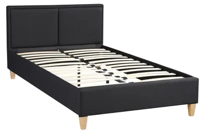 Produktbild von Polsterbett ANAIS Bettgestell Einzelbett 120x200 cm Designbett inklusive Lattenrost, Stoffbezug in schwarz