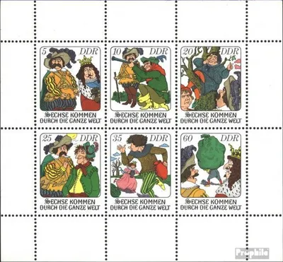 Produktbild von Briefmarken DDR 1977 Mi 2281-2286 Kleinbogen (kompl.Ausgabe) gestempelt Märchen (XII):Sechse kommen durch die ganze Welt