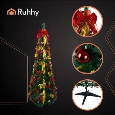 Produktbild von Ruhhy 26757 Faltbarer Weihnachtsbaum mit Dekoration, 1,8 m
