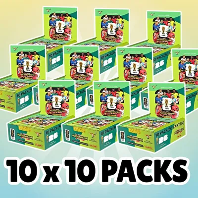 Produktbild von 10x Panini FIFA World Cup 2026 Adrenalyn XL Fat Pack Display | 100 Fat Packs 10x10 insgesamt 2400 Karten | Offizielle Sammelkarten