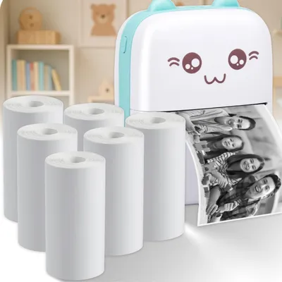 Produktbild von KRUMAD Thermopapier für Kinder Sofortbildkameras - 5 Rollen, 57x25mm - Tintenloses Fotodruckpapier für Kinderkameras - Ideal für Sofortbildkameras