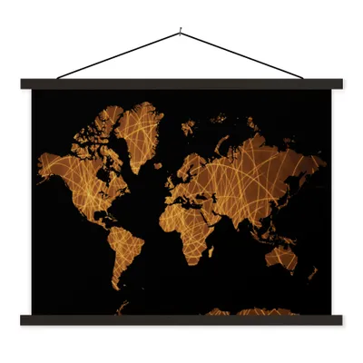 Obrázek produktu pro MuchoWow® Textilní plakát - Mapa světa - Abstrakt - Hnědá - 150x113cm - S černými lamelami