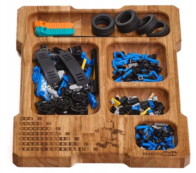Immagine prodotto di Organizer in legno di quercia nero di Blacked Brick, progettato per l'organizzazione dei mattoncini LEGO®
