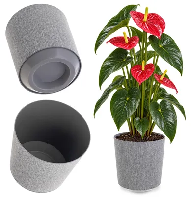 Imagen del producto de Macetas KADAX, maceta de plástico, soporte para flores, 30 cm, color gris