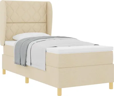 Obrázok produktu pre Posteľ s pružinovým rámom s matracmi Krémová 200 x 100 cm látka