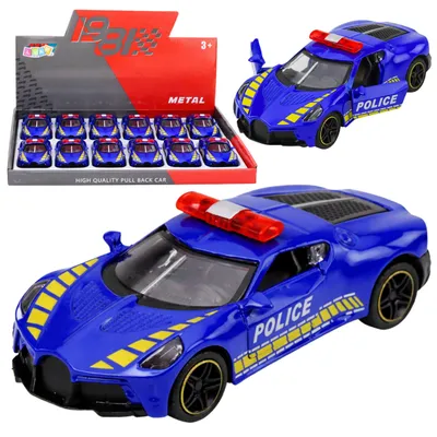 Productafbeelding van Sportwagen Politieauto Met Motoraandrijving Metaal Blauw 1:43