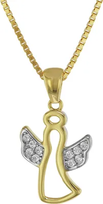 trendor 75558 Engel-Anhänger mit Zirkonia Gold 333 + vergoldete Silberkette 1