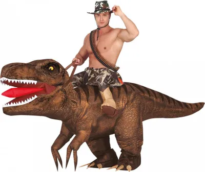 Produktbild von T-Rex Reiter Kostüm zum Aufblasen für Halloween & Fasching