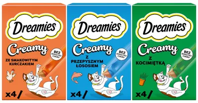 Produktbild von Dreamies Creamy 12x10g Cremige Leckerlis für Katzen, Geschmacksmischung