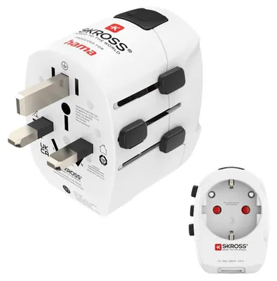 Produktbild von Hama/SKROSS Weltreiseadapter World Travel Pro Light USB World, 3-polig, 6,3A, weiss