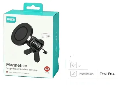 Productafbeelding van Autohouder voor telefoon, magnetische bevestiging, 360-graden draaibaar, zwart