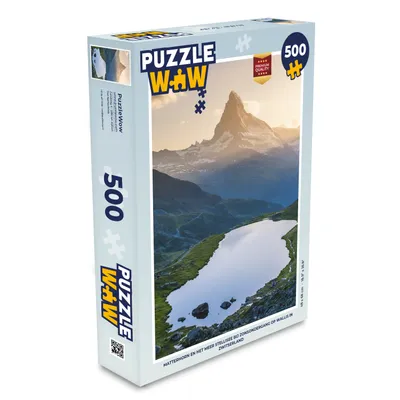 Obrázok produktu pre MuchoWow® Puzzle 500 ks Matterhorn a jazero Stellisee pri západe slnka na Valais vo Švajčiarsku