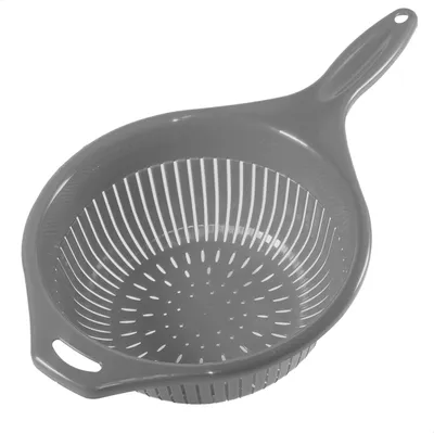 Produktbild von Nudelsieb Küchen Seiher Sieb Stielsieb für Salat Nudeln Obst Gemüse Salatsieb langer Griff Küchensieb Durchschlagsieb Kunststoff Spitzsieb stapelbar Spülmaschinen tauglich 39 cm grau