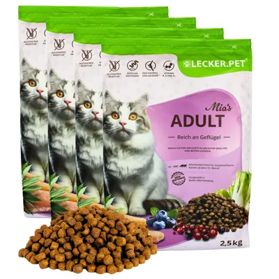 Produktbild von 10 kg Lecker.Pet® Mia's Adult Herzhaftes Geflügel Katzenfutter Trockenfutter Vollnahrung