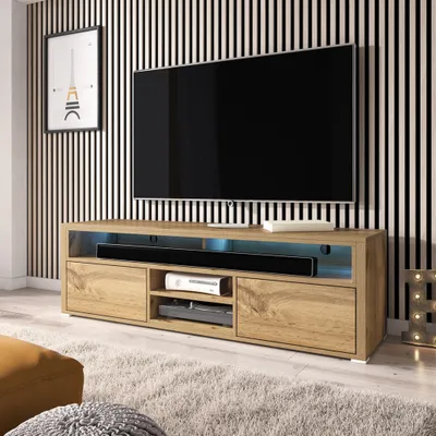 Produktbild von Selsey TV-Lowboard LAKSA - Fernsehschrank in Wotan Eiche mit LED-Beleuchtung, 137 cm breit